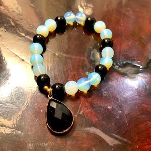 Vintage Black Onyx and Opalite Bracelet